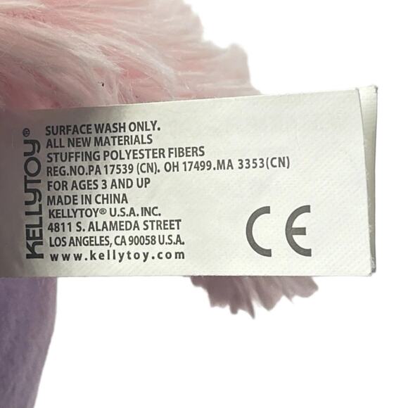 Kellytoy Pink Purple Plush Stuffed Satin Feet Unicorn Baby Security 12” - Picture 7 of 8